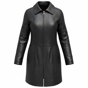 Wilsons Leather Zipper Black Trench Coat Size XL